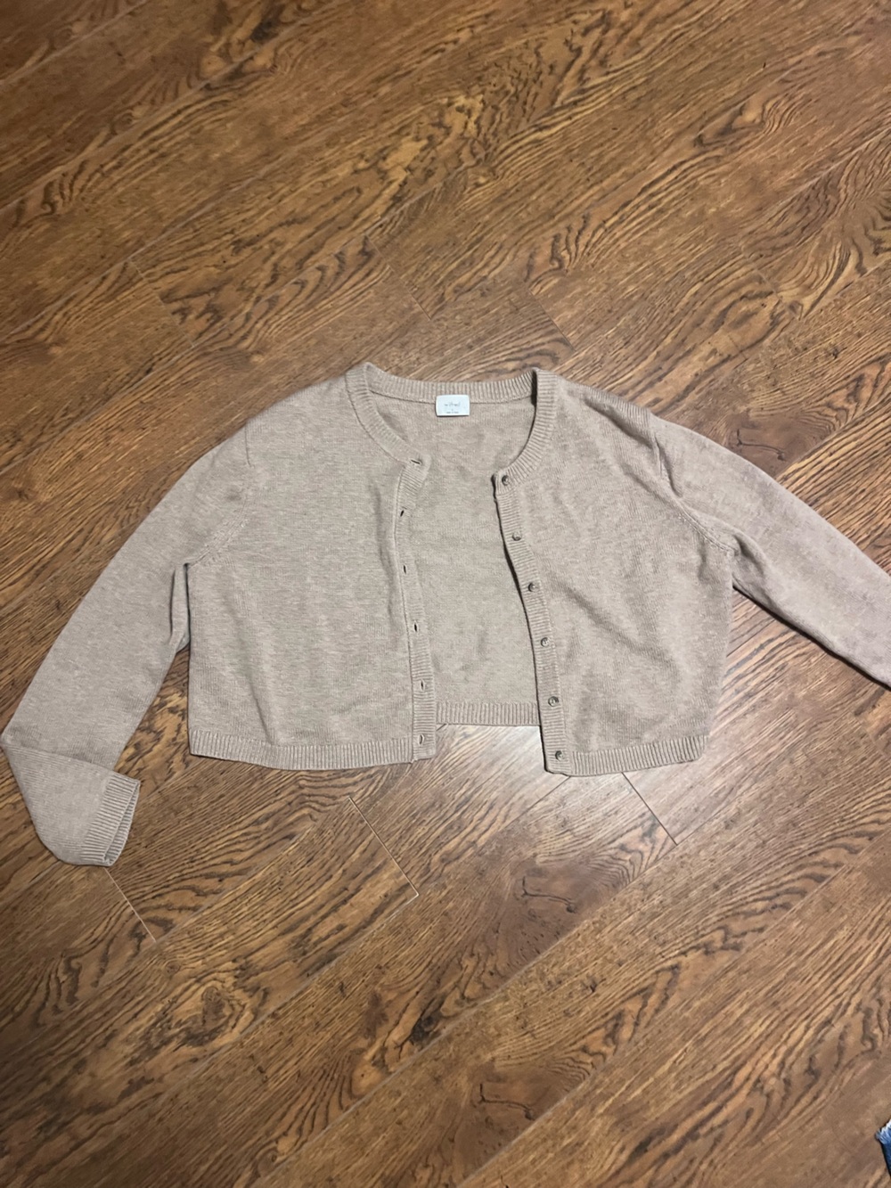 Aritzia Wilfred Beige Button-Front Crewneck Cardigan
